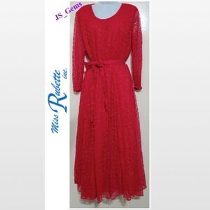 Vintage Red Lace Maxi Dress